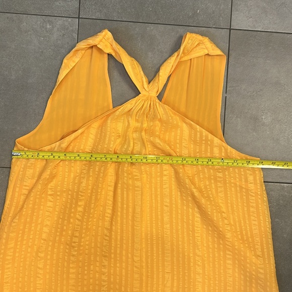 Frame Draped Crinkle Silk Halter Neck Top in Kumquat Yellow - Picture 6 of 11